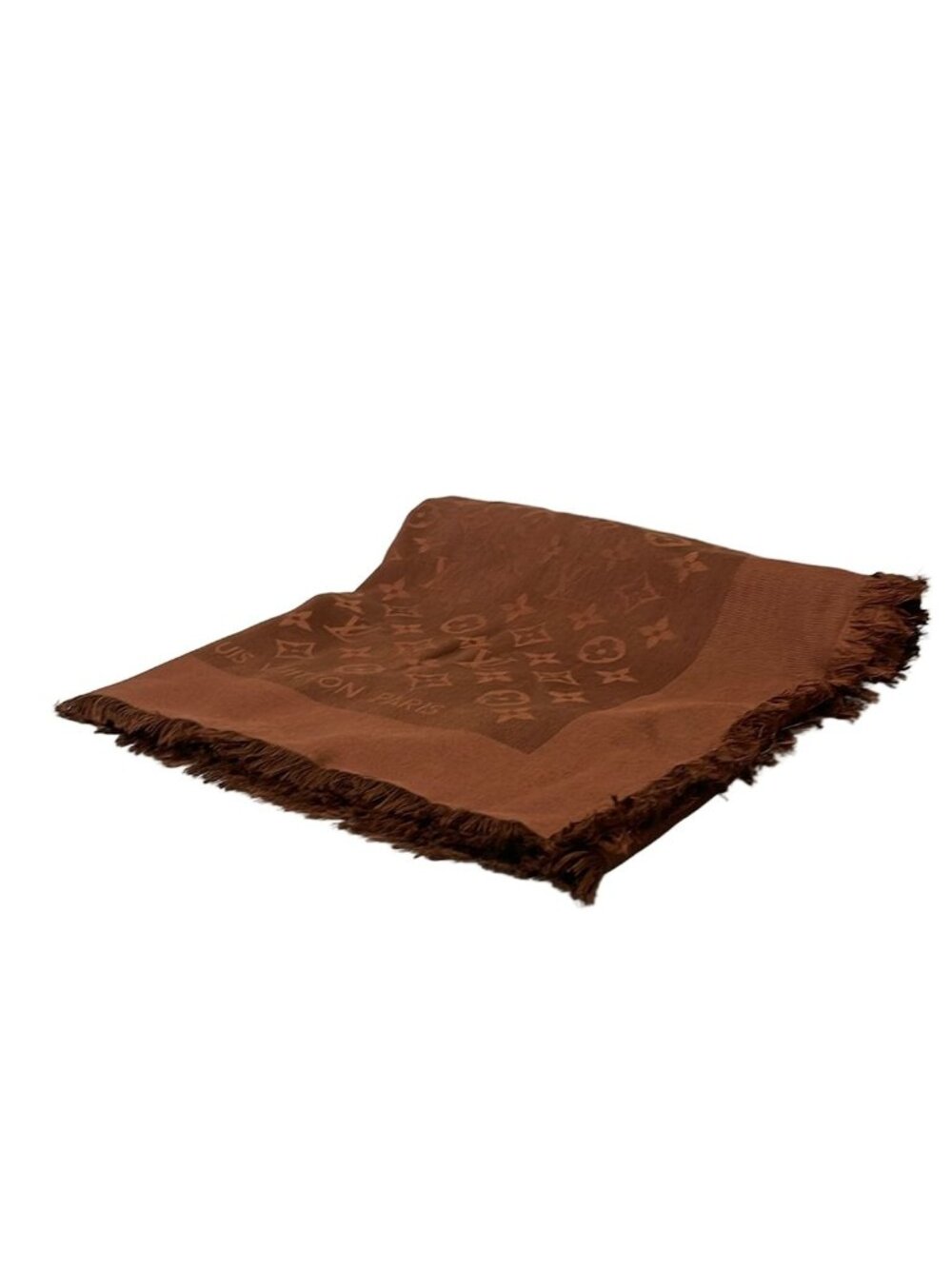 Louis Vuitton Shawl Monogram Chocolat Wool Silk Scarf
